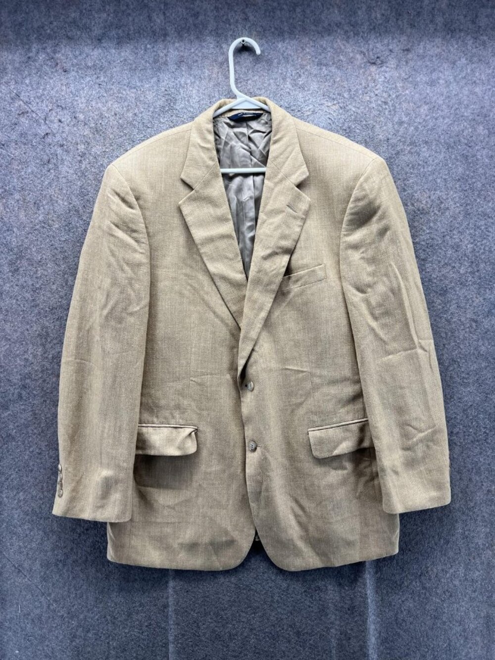 Brooks Brothers Blazer Mens 42 Beige Linen Wool Two Button Sport Coat Jacket